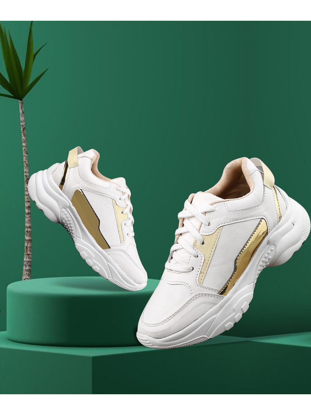 

mr wonker Women White Colourblocked High-Top Sneakers