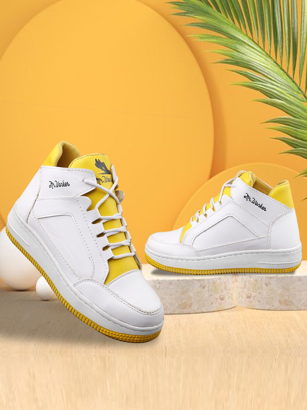 

mr wonker Women White High-Top Sneakers