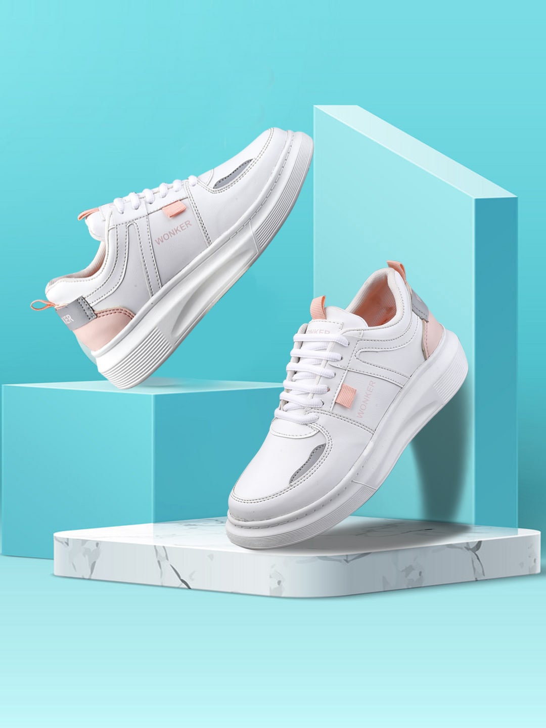 

mr wonker Women White Colourblocked Sneakers