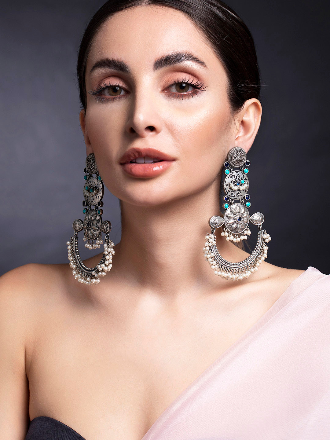 

Rubans Silver-Toned Classic Drop Earrings