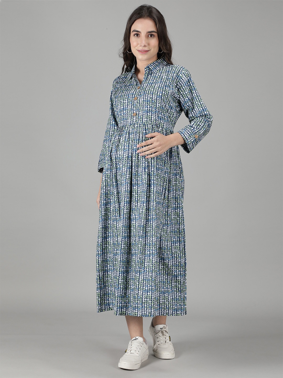 

NIGHTSPREE Women Blue Maternity Maxi Dress