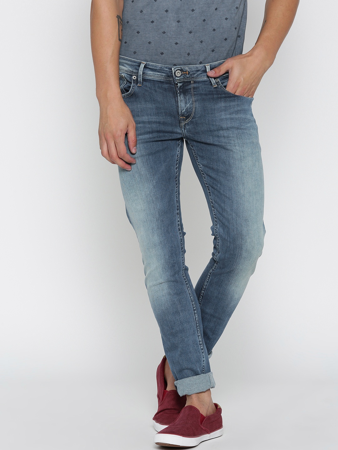 

Pepe Jeans Men Blue Skinny Fit Low-Rise Clean Look Jeans