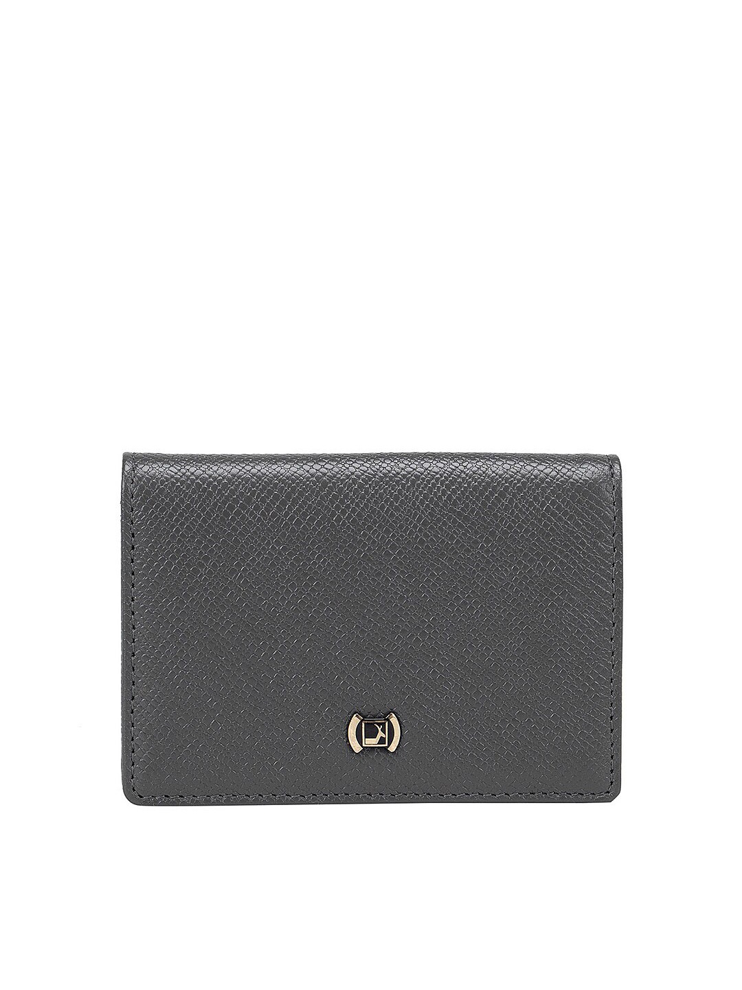 

Da Milano Men Grey Textured Leather Card Holder