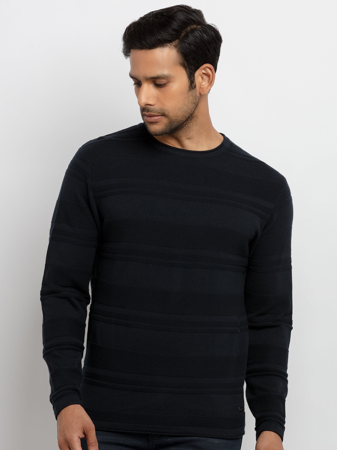 

Status Quo Men Navy Blue Knitted Pullover