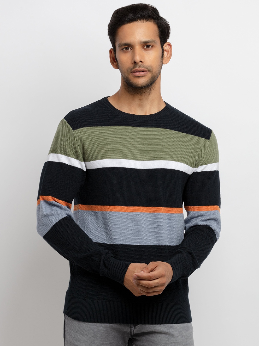 

Status Quo Men Black & Blue Striped Pullover