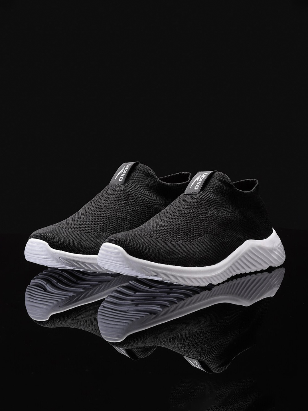 

ASIAN Men Black Mesh Running Non-Marking Shoes