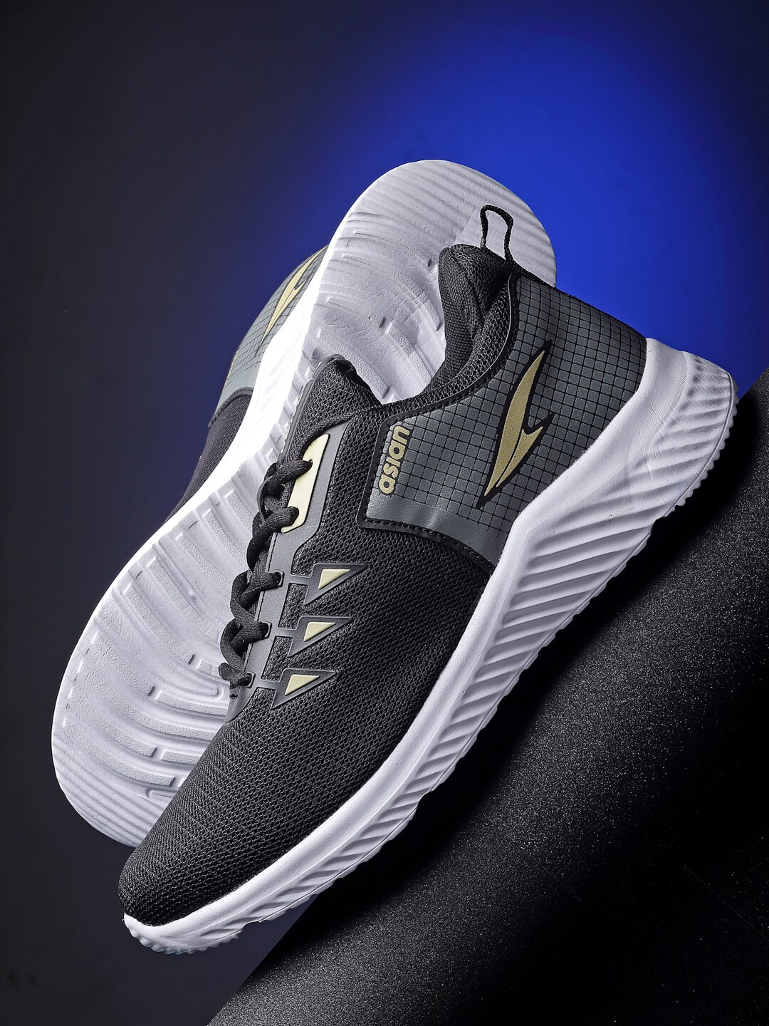 

ASIAN Men Black Mesh Running Non-Marking Shoes
