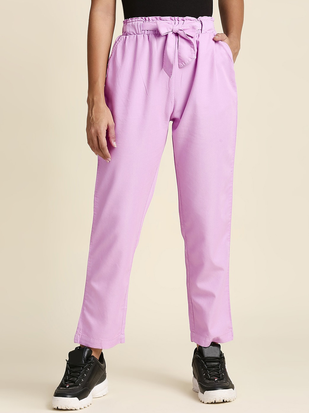 

High Star Women Purple Straight Fit High-Rise Trousers