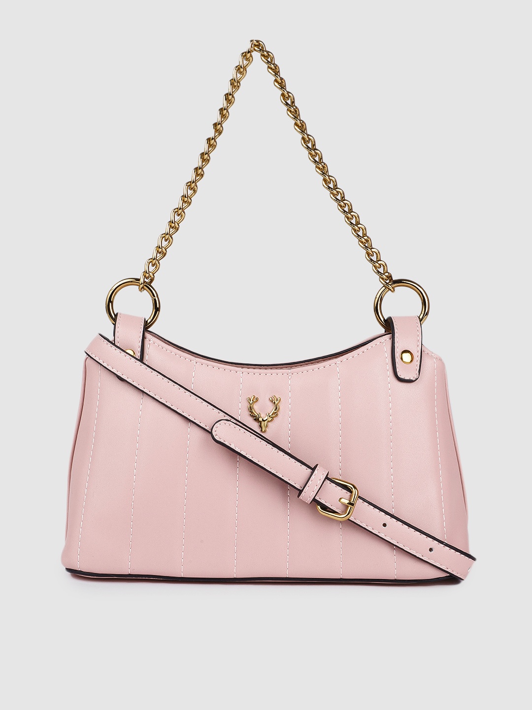 

Allen Solly Pink Solid Handheld Baguette Bag