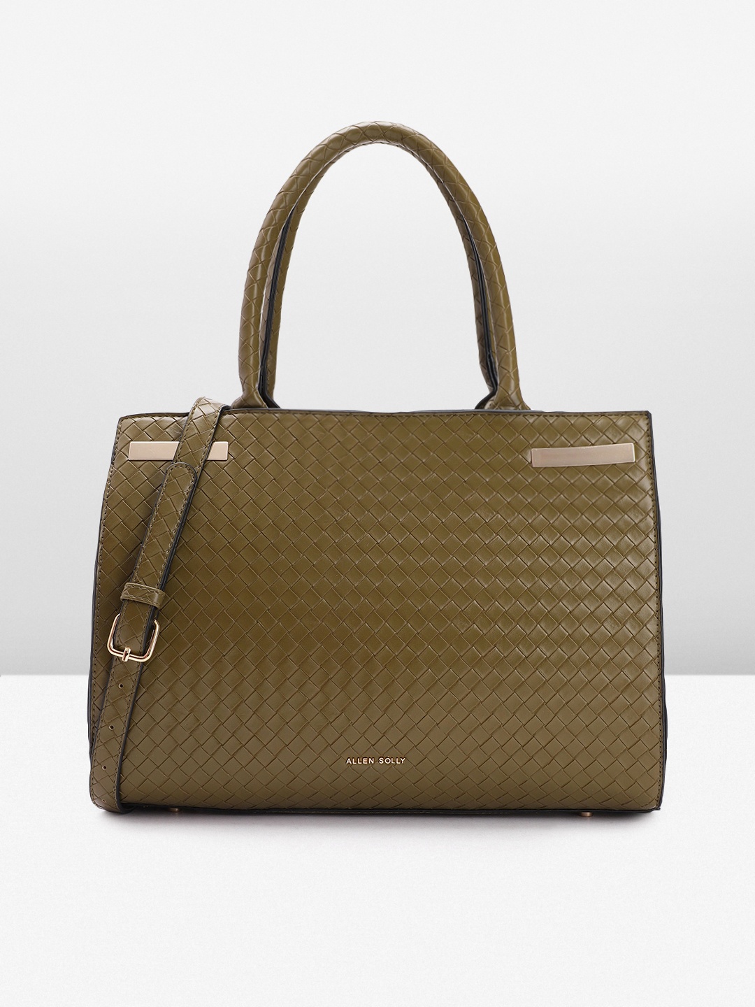 

Allen Solly Geometric Textured PU Structured Handheld Bag, Olive