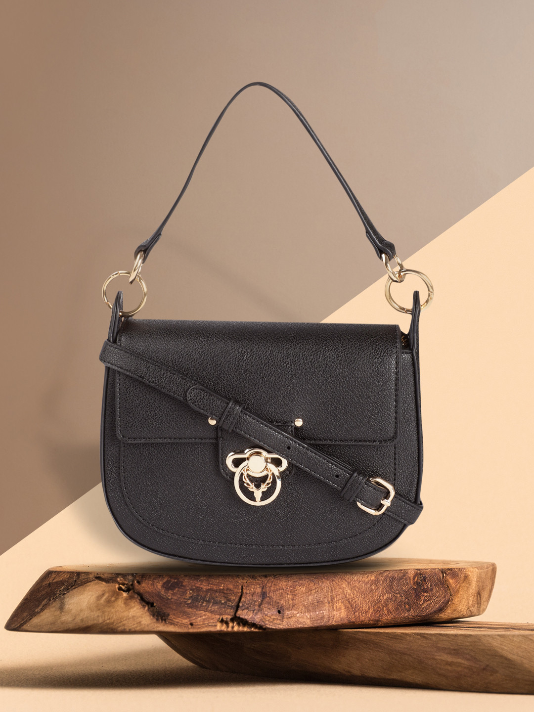

Allen Solly Women Black PU Structured Satchel