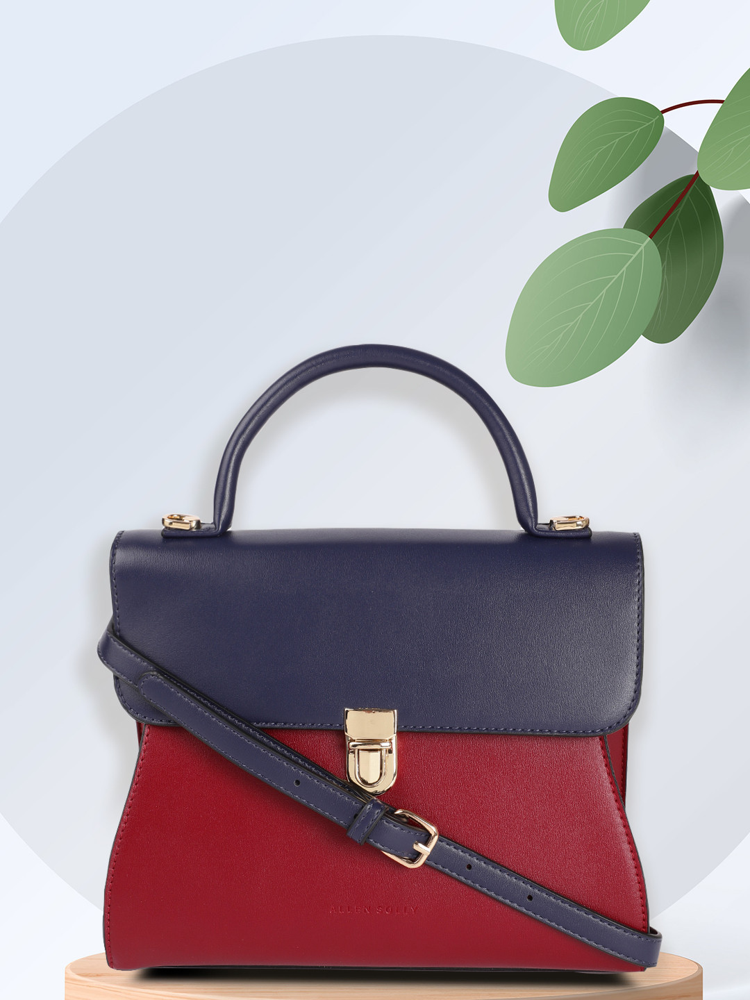 

Allen Solly Maroon & Navy Blue Colourblocked Satchel