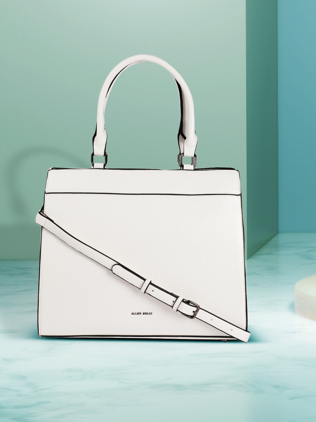 

Allen Solly White Textured PU Regular Structured Handheld Bag