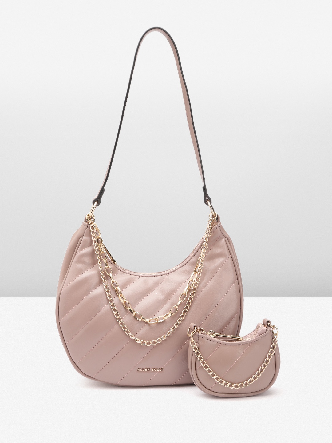 

Allen Solly Structured Hobo Bag With Quilted Detail, Pink