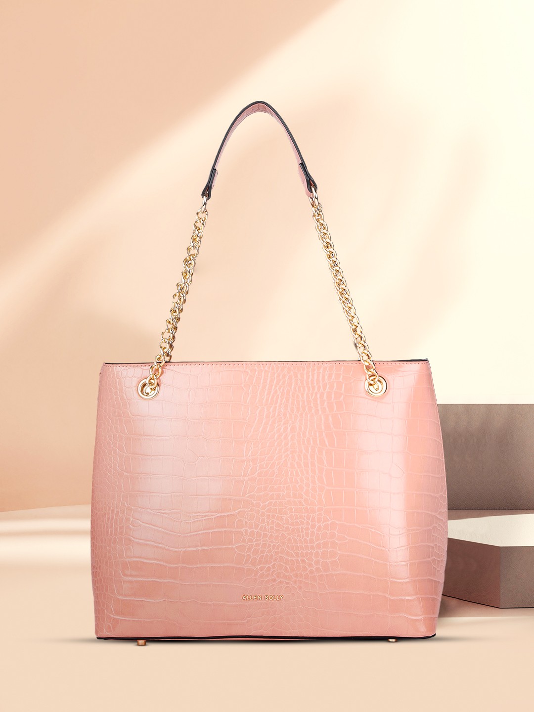 

Allen Solly Women Peach-Coloured Textured Structured Shoulder Bag