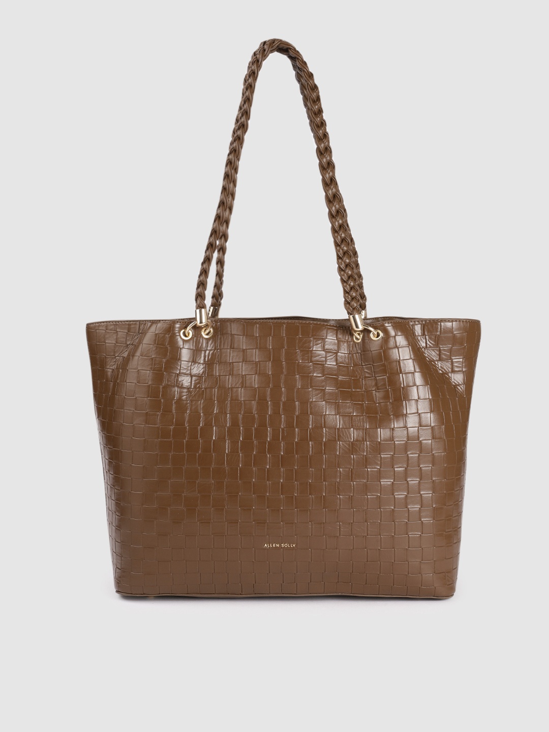 

Allen Solly Taupe Brown Textured PU Oversized Structured Laptop Shoulder Bag