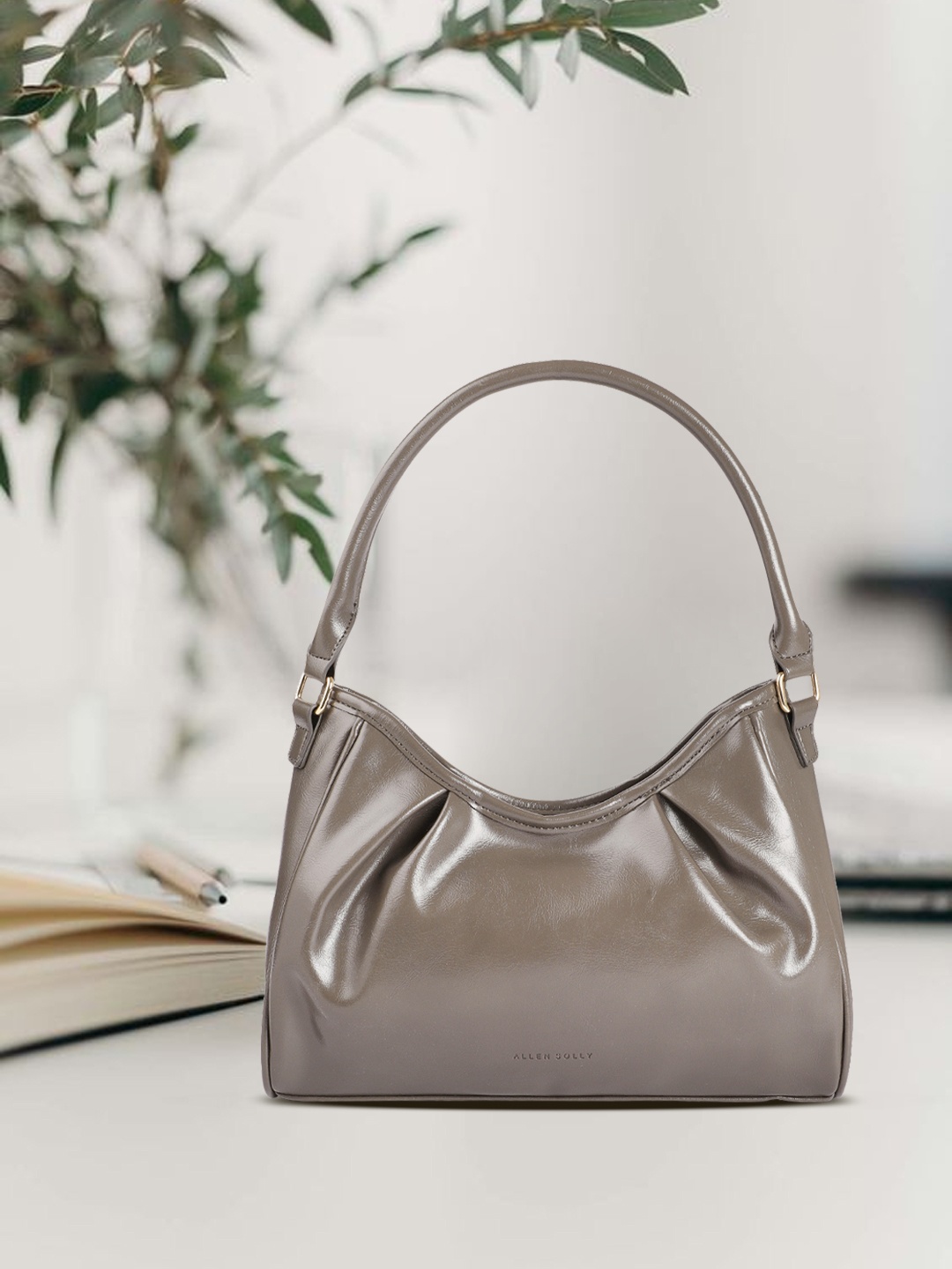 

Allen Solly Women Grey Solid Structured Shoulder Bag