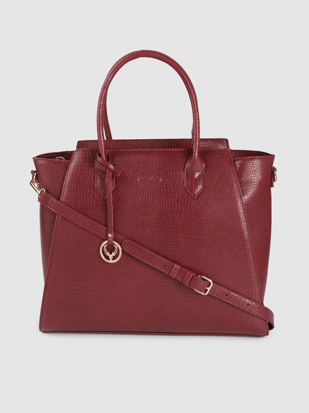 

Allen Solly Burgundy Textured Handheld Bag