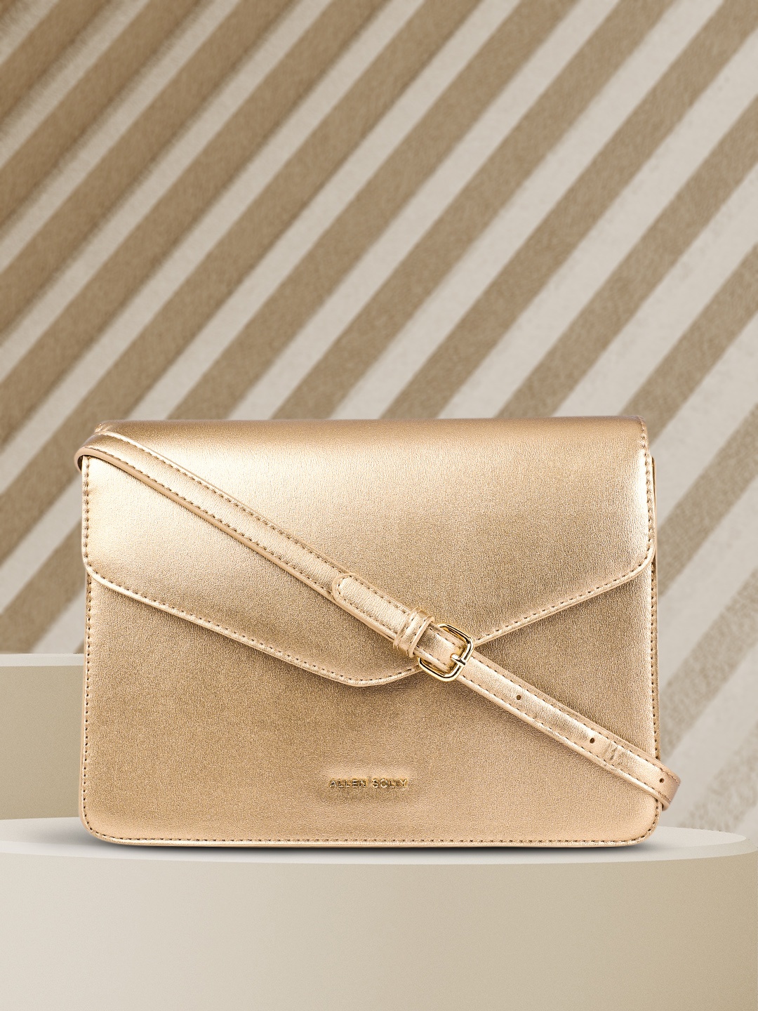 

Allen Solly Women Gold-Toned Structured Sling Bag