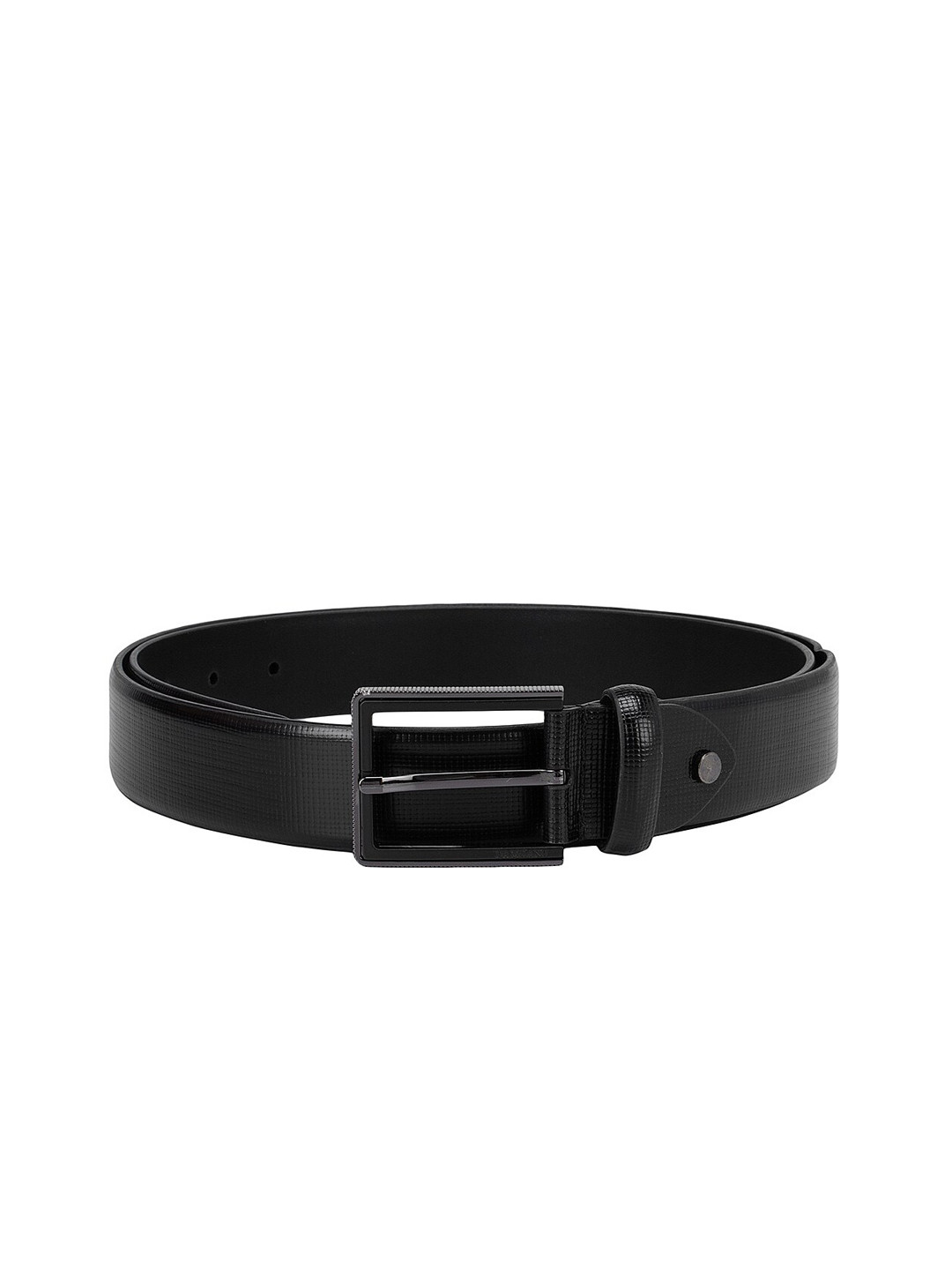 

Da Milano Men Black Textured Leather Formal Belt