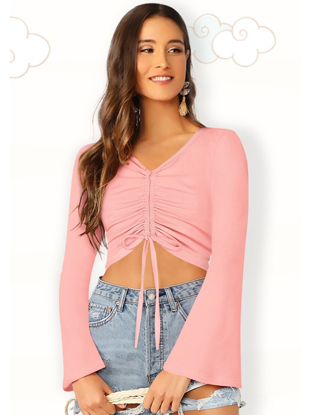 

FAVRIZ Peach-Coloured Crop Top