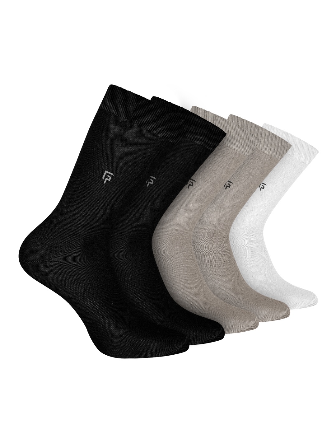 

FOOTPRINT Men 5 Pairs Anti Odour Organic Cotton Calf-Length Solid Bamboo Formal Socks, White