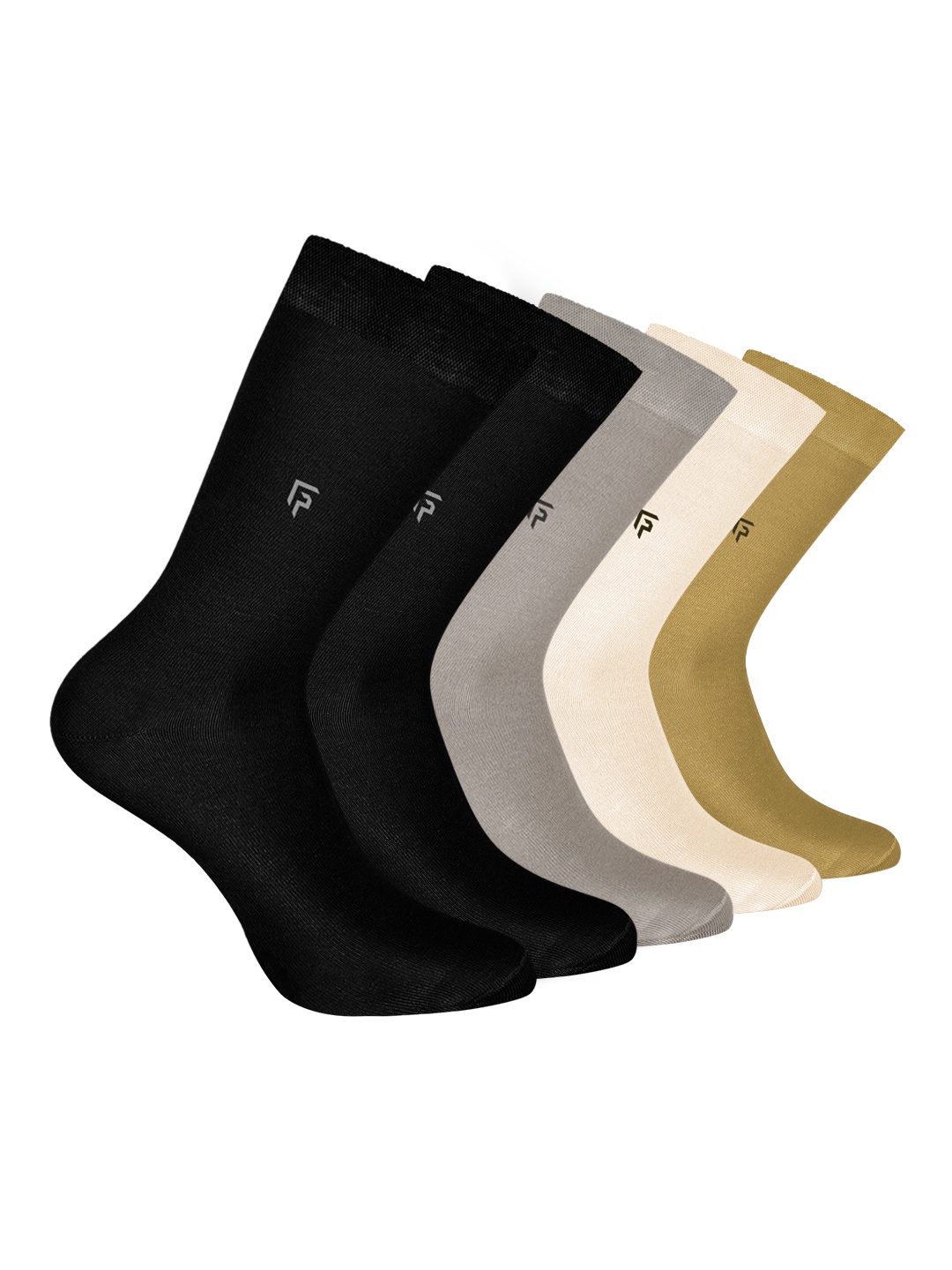 

FOOTPRINT Men 5 Pairs Anti Odour Organic Cotton Calf-Length Solid Bamboo Formal Socks, Brown