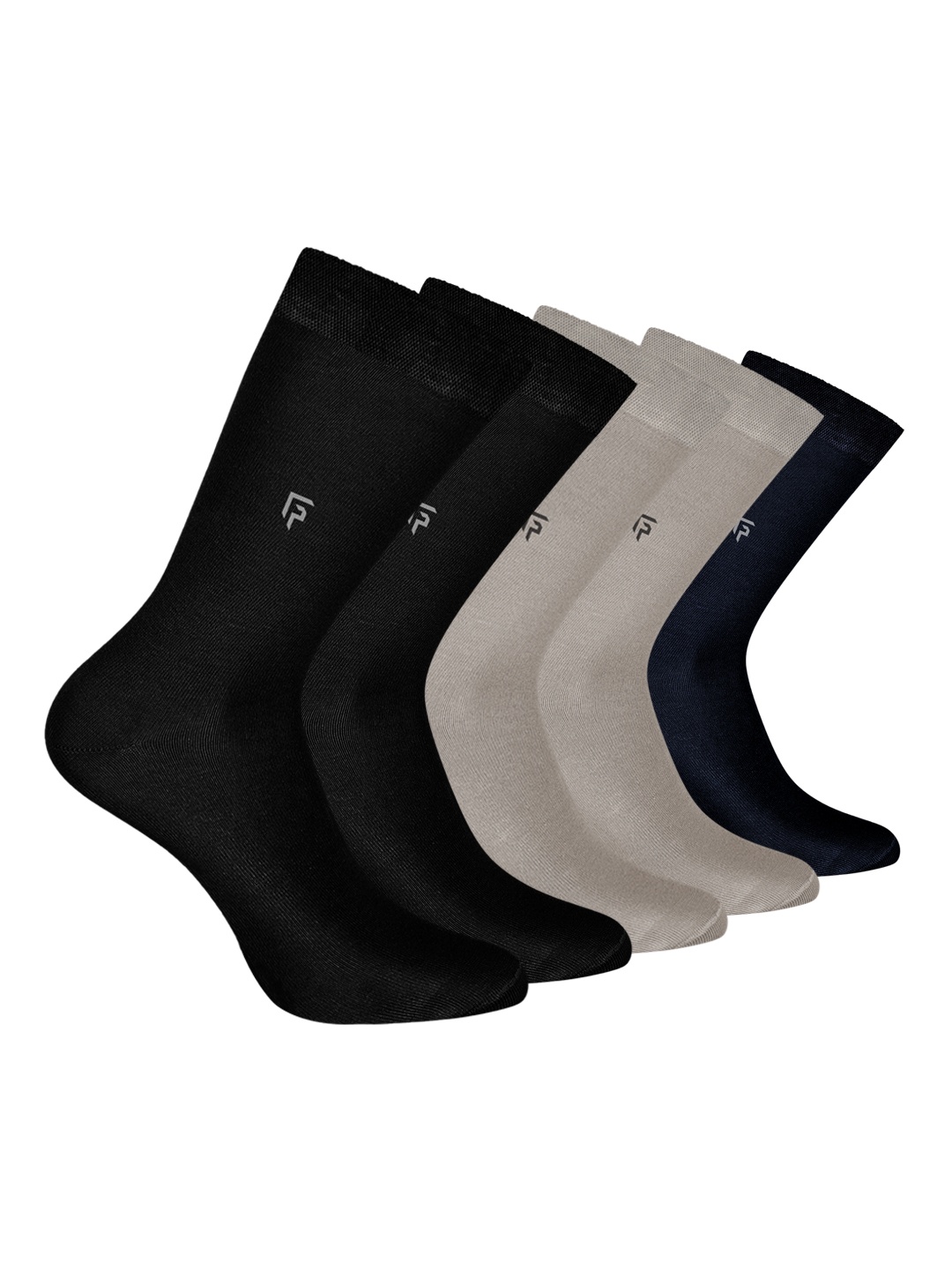 

FOOTPRINT Men 5 Pairs Anti Odour Organic Cotton Calf-Length Solid Bamboo Formal Socks, Black