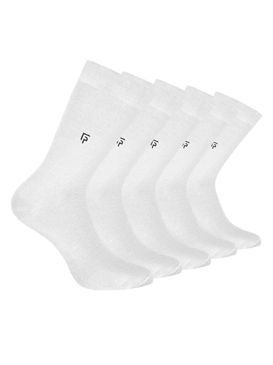 

FOOTPRINT Men 5 Pairs Anti Odour Organic Cotton Calf-Length Solid Bamboo Formal Socks, Multi