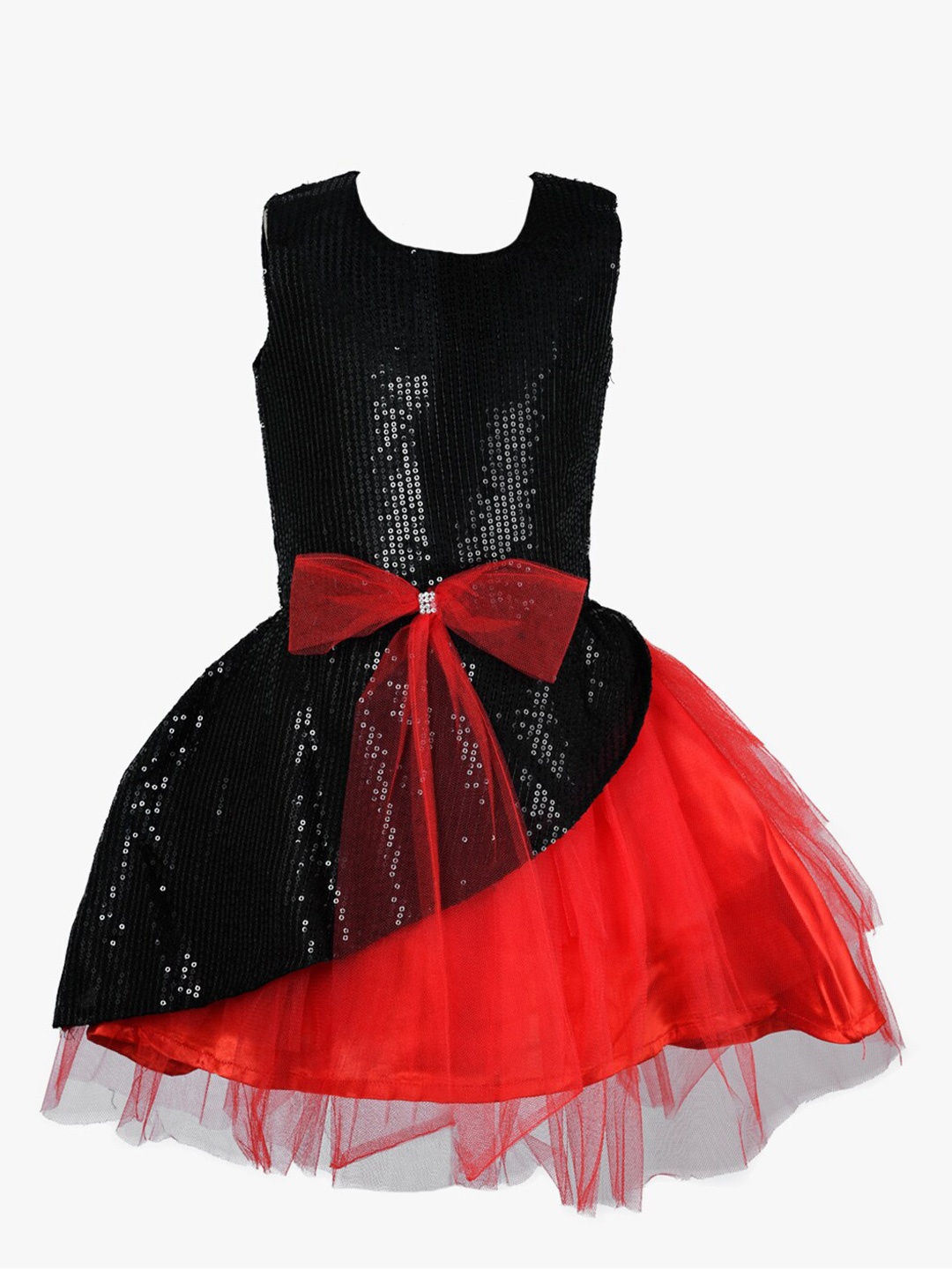 

Samsara Couture Girls Black & Red Net Dress