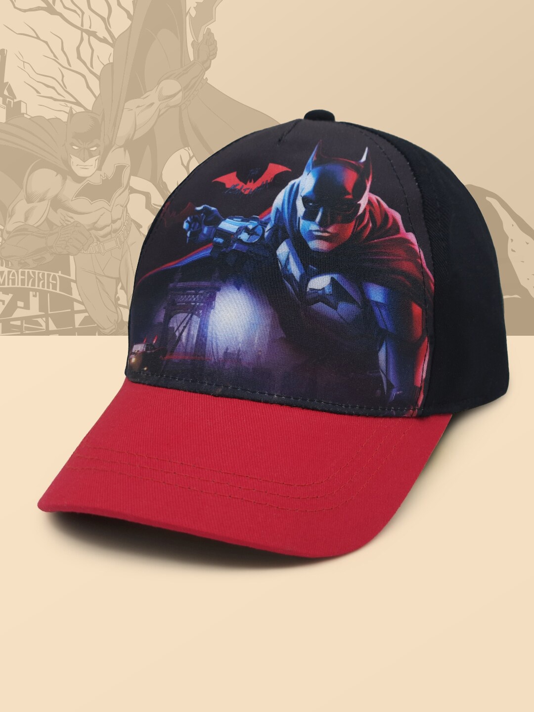 

Kids Ville Boys Black & Pink Batman Printed Cotton Baseball Cap