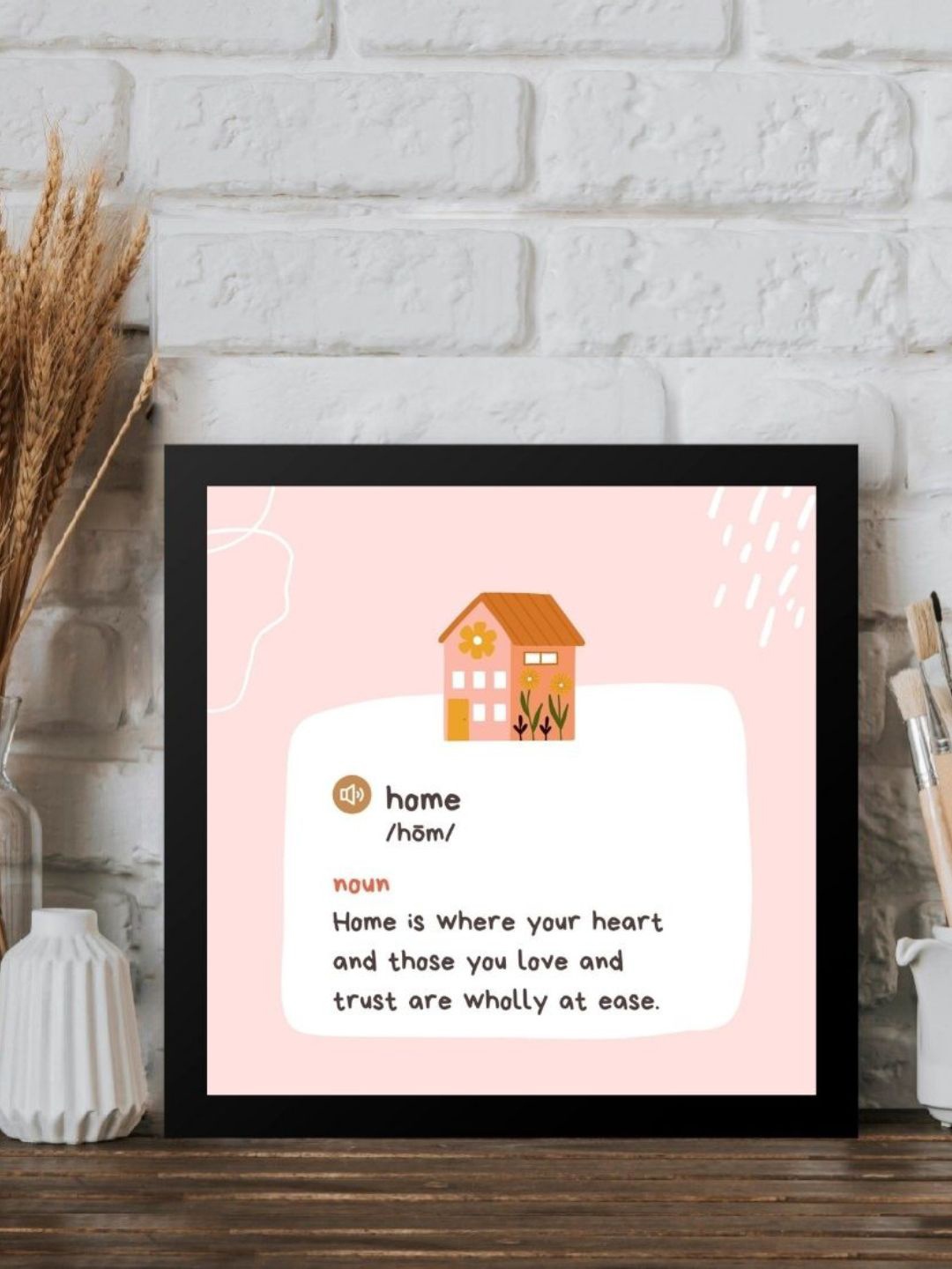 

Gathari Black & White Printed Home Is Where Your Heart Is Wall Decor
