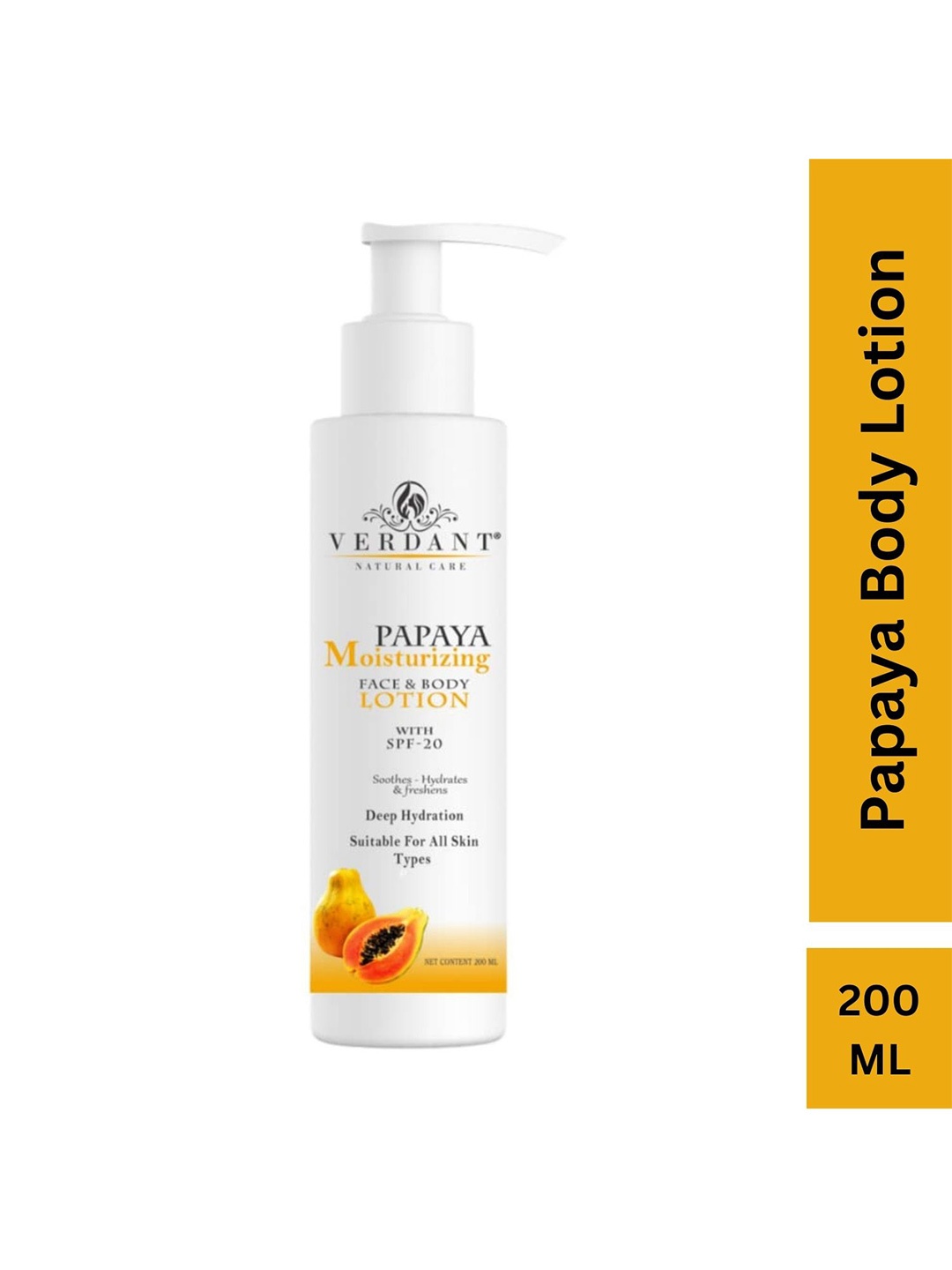 

Verdant Natural Care Papaya Moisturizing Face & Body Lotion With SPF 20 - 200 ml, Na