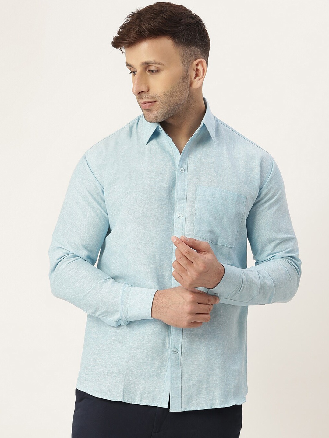 

RIAG Men Blue Solid Casual Shirt
