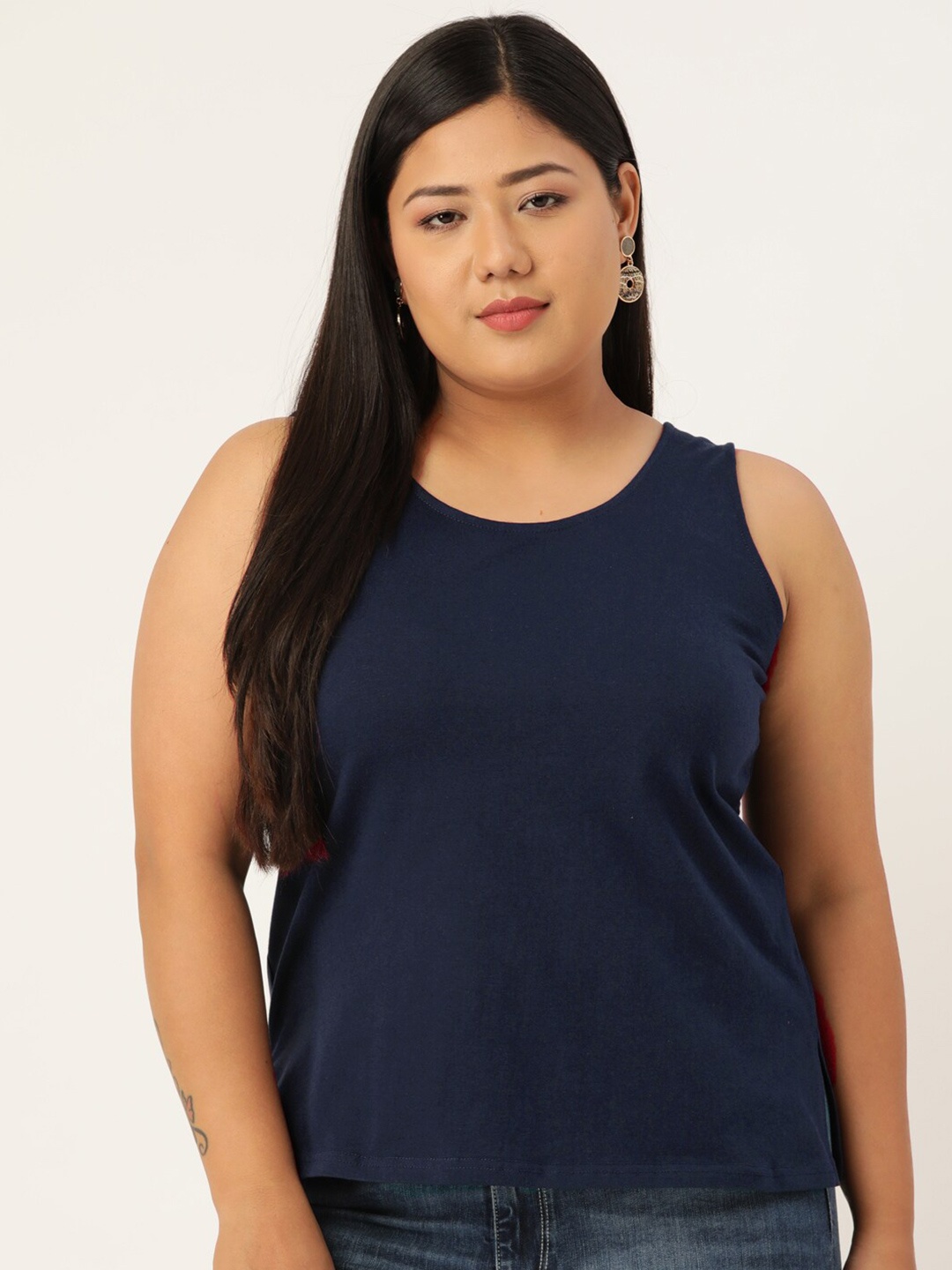 

theRebelinme Plus Size Women Navy Blue Top