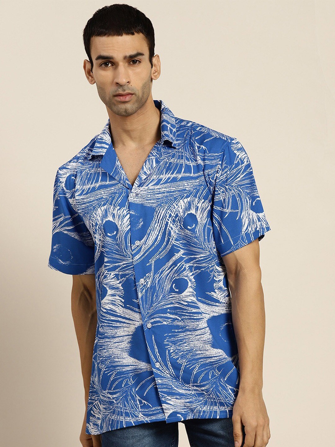 

Hancock Men Blue Floral Printed Casual Shirt