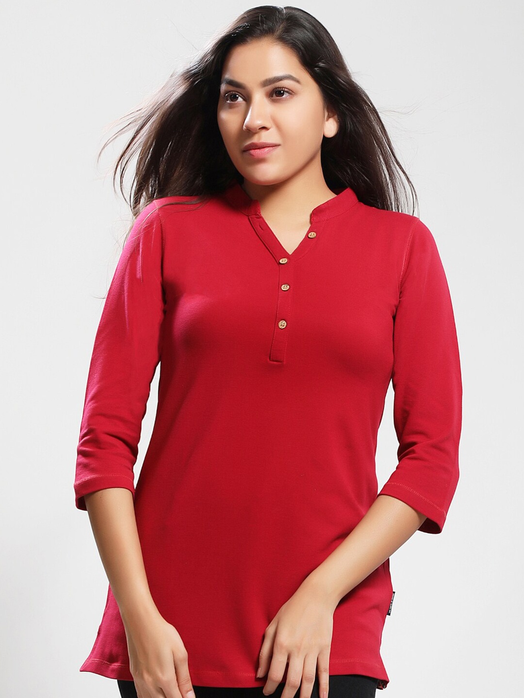 

Dream of Glory Inc Red Mandarin Collar Top