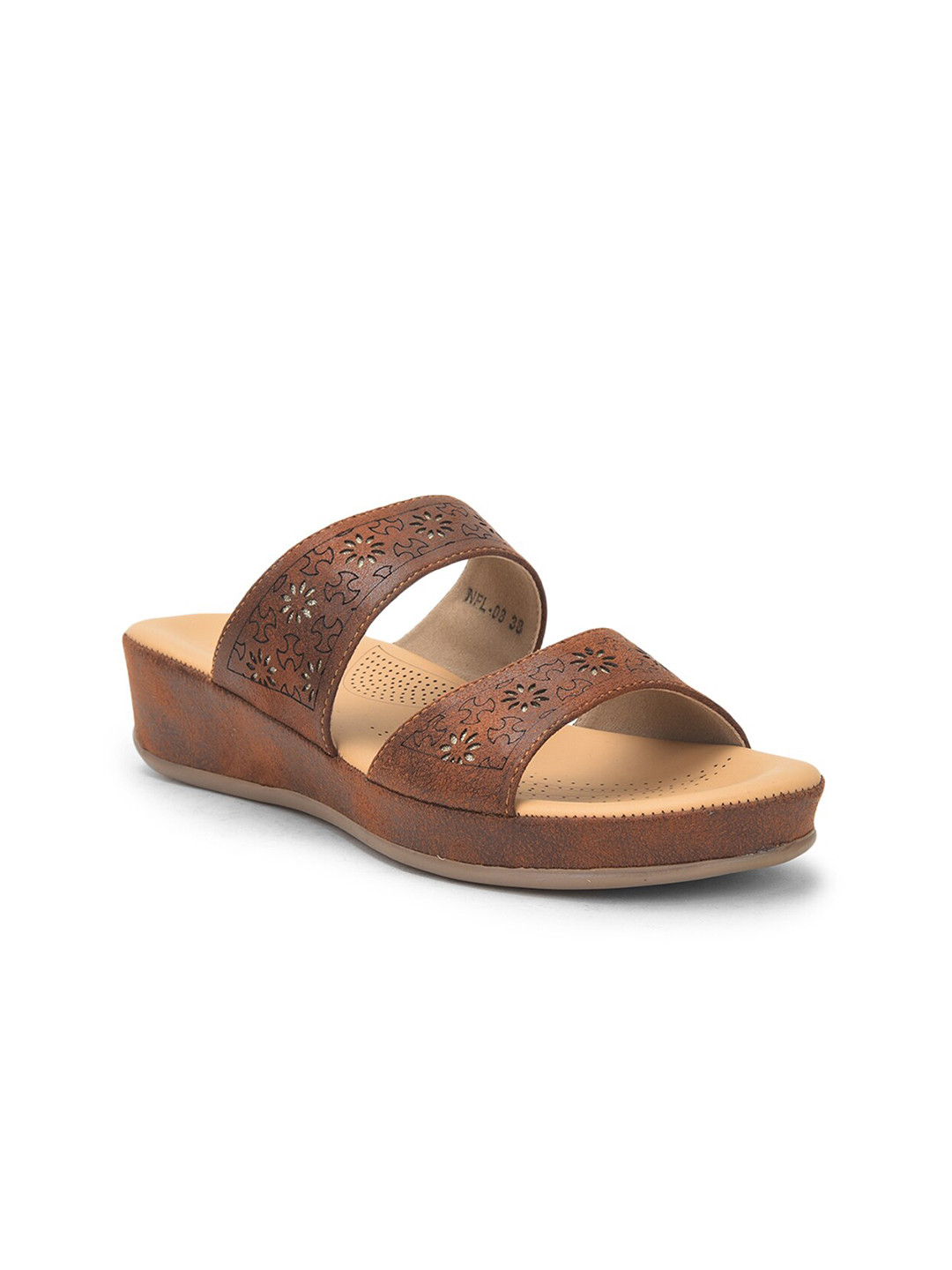 

Liberty Brown Comfort Heels with Laser Cuts