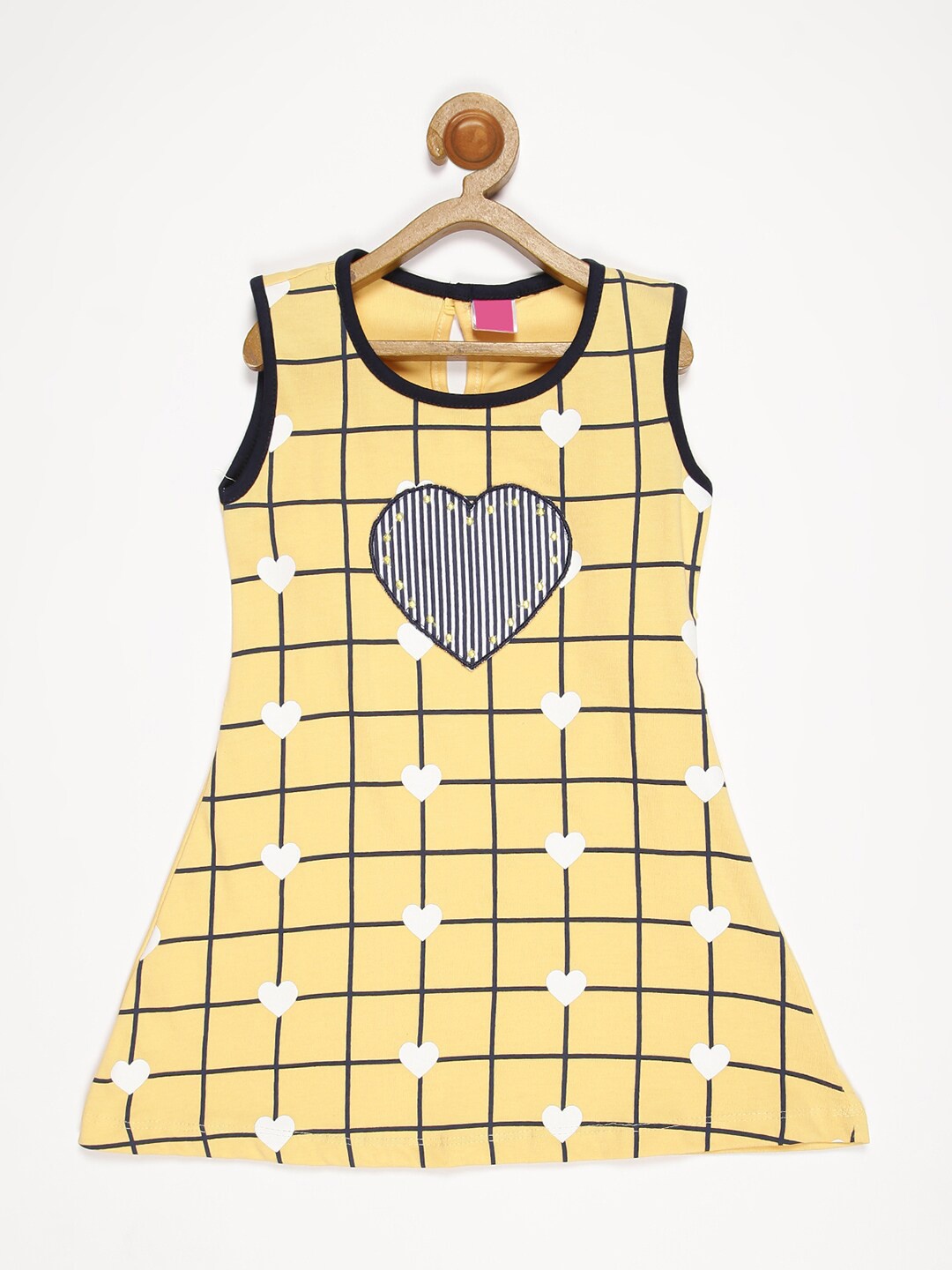 

V2 Value & Variety Girls Yellow Checked A-Line Dress