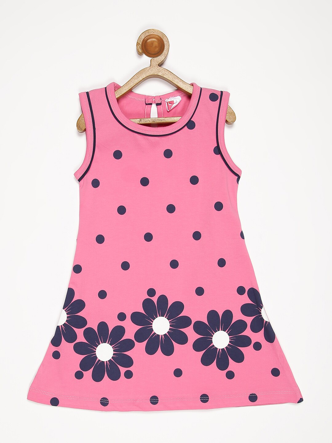 

V2 Value & Variety Girls Pink and Navy Blue Printed A-Line Maxi Dress