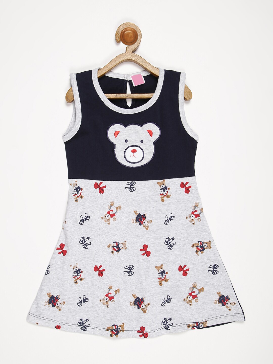 

V2 Value & Variety Girls Blue & White Applique A-Line Dress