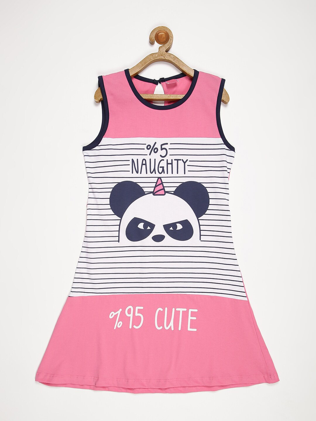 

V2 Value & Variety Girls Pink & Black Printed A-Line Dress