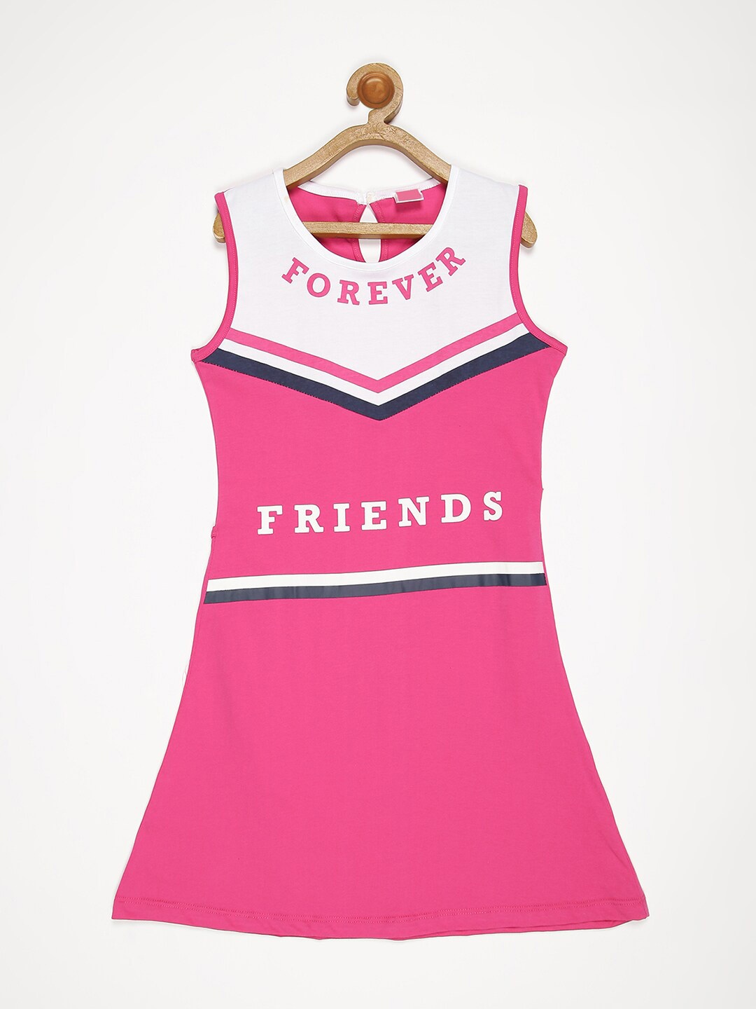 

V2 Value & Variety Girls Magenta & White Colourblocked A-Line Dress