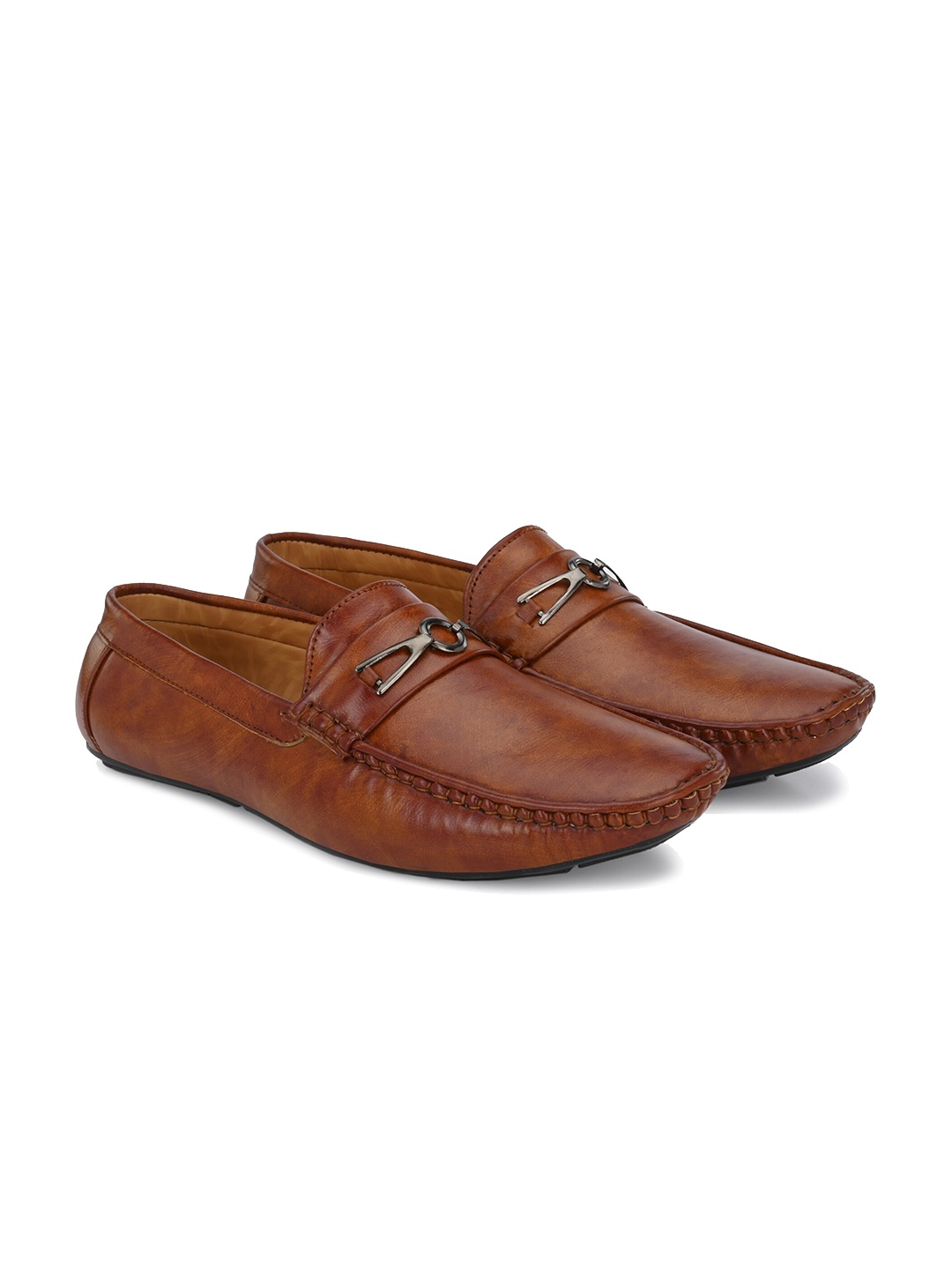 

Azzaro Black Men Tan Solid Casual Loafers
