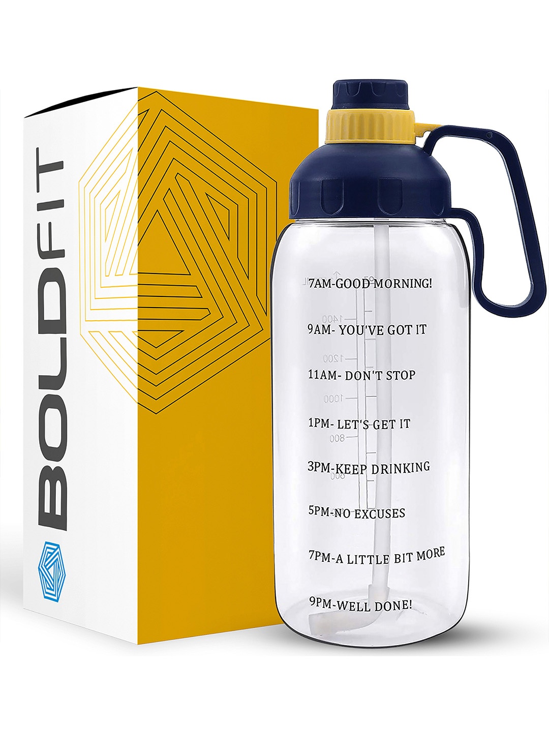 

BOLDFIT White Typographic Print Sipper Water Bottle, Transparent