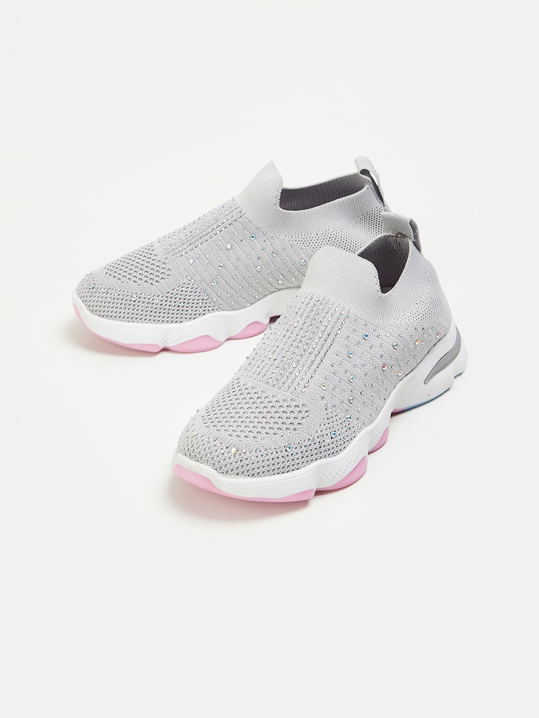 

Fame Forever by Lifestyle Girls Grey Woven Design Slip-On Sneakers