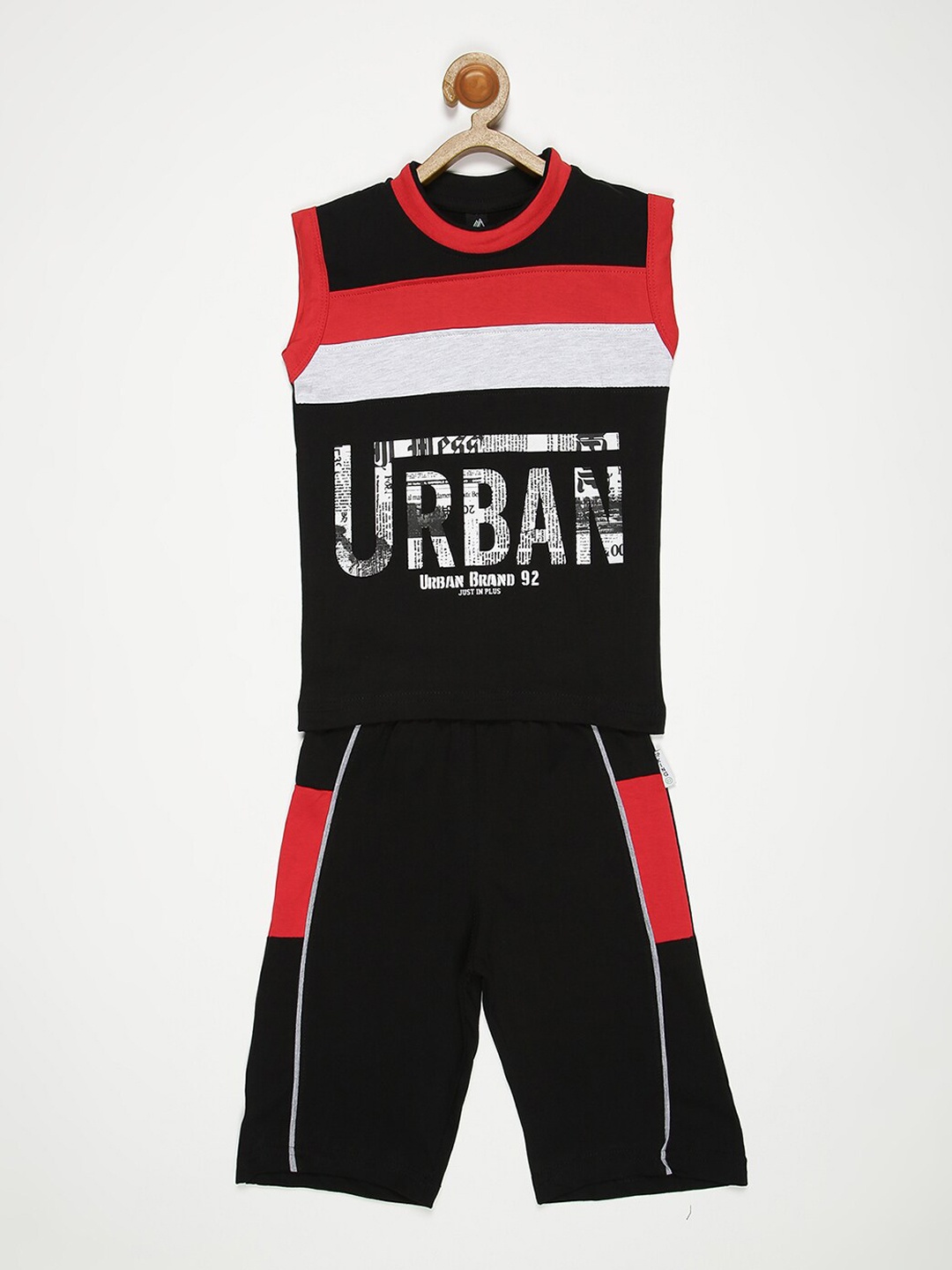 

V2 Value & Variety Boys Black & Red Printed T-shirt with Shorts
