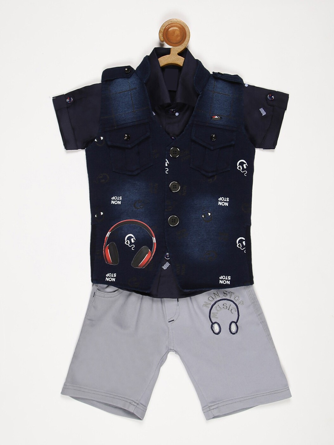 

V2 Value & Variety Boys Blue & Grey Printed Clothing Set