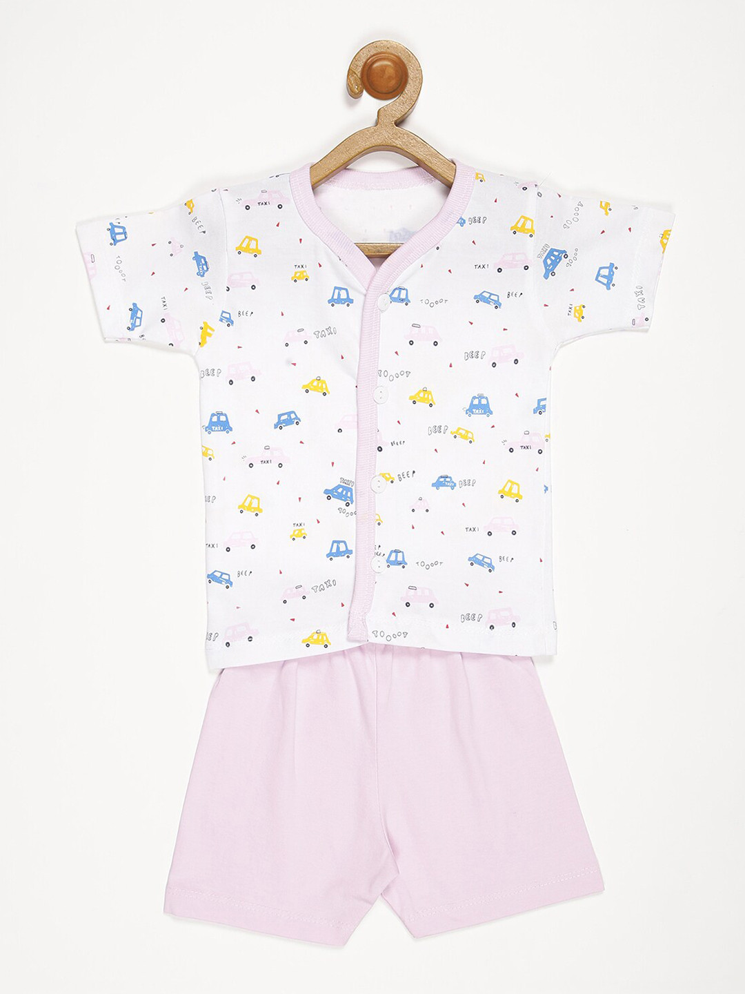 

V2 Value & Variety Boys White & Lavender Printed T-shirt with Shorts