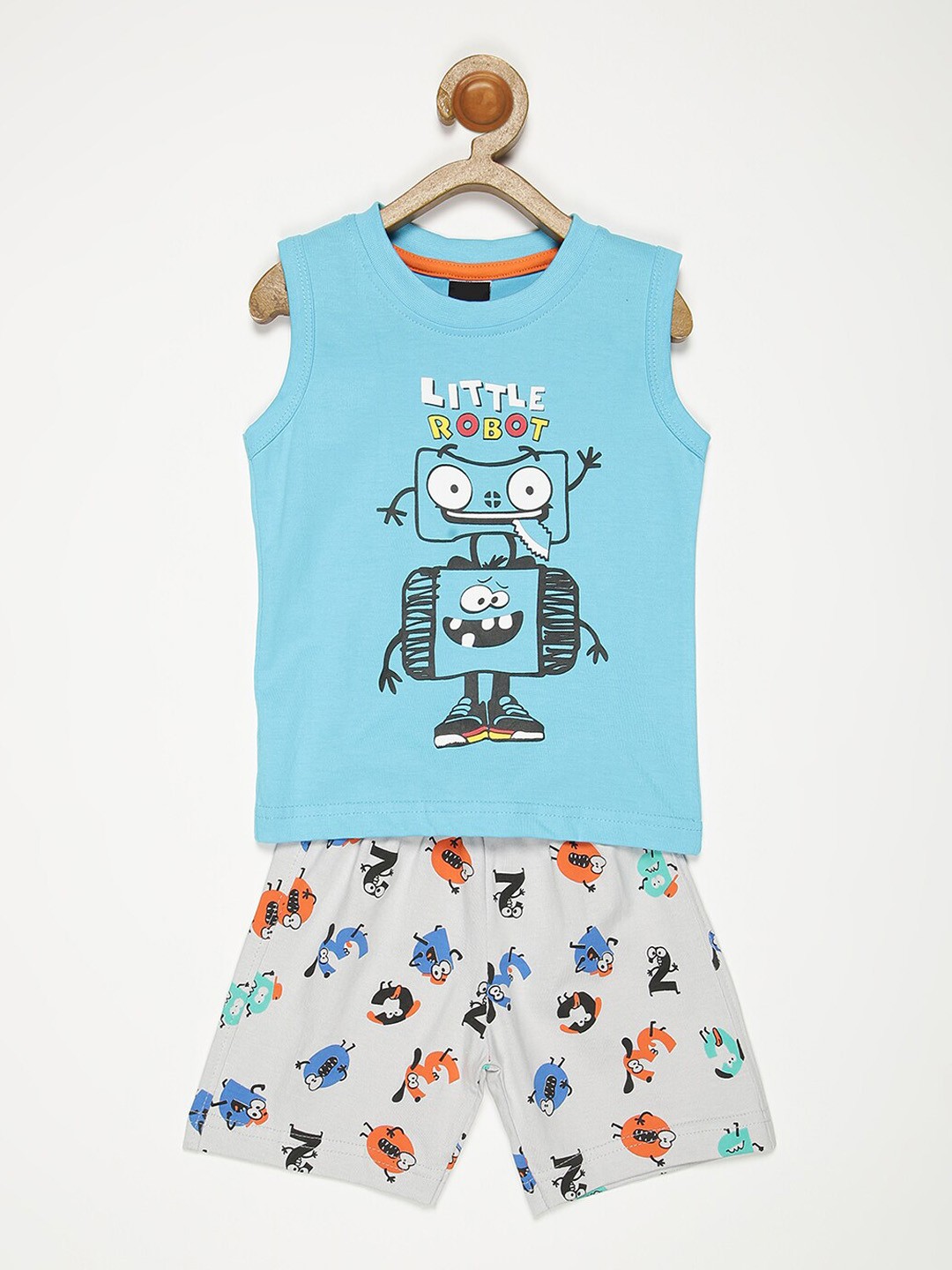 

V2 Value & Variety Boys Blue & Grey Printed T-shirt with Shorts
